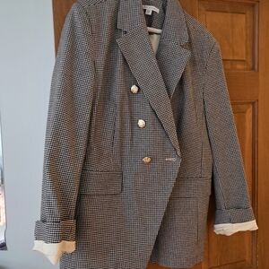 Women's Black and White Houndstooth Blazer